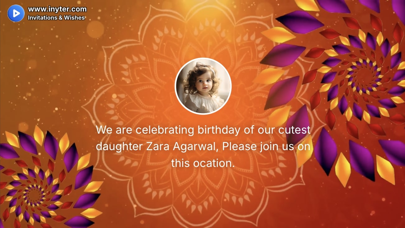 Birthday Invitation with Abstract Flowers Animation