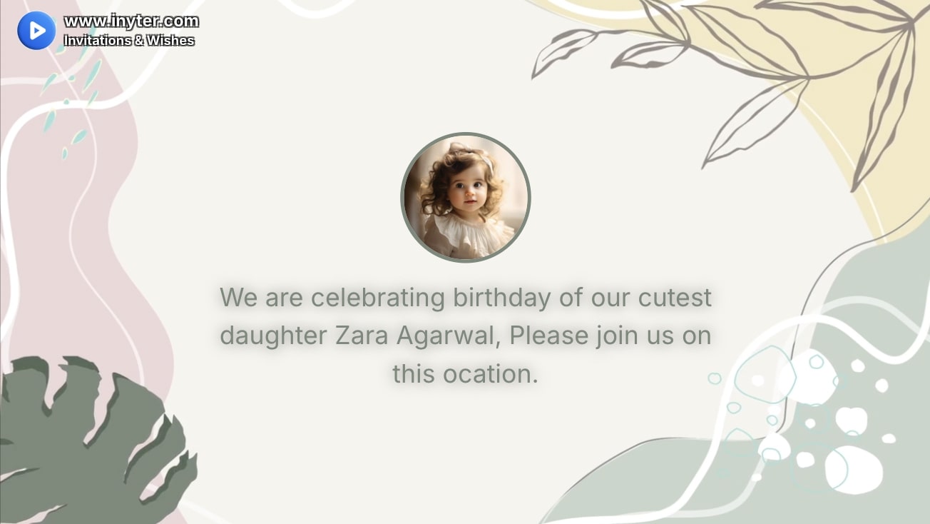 Birthday Invitation with Abstract Leaves Animation