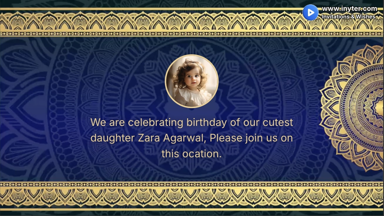 Birthday Invitation with Blue Abstract Animation