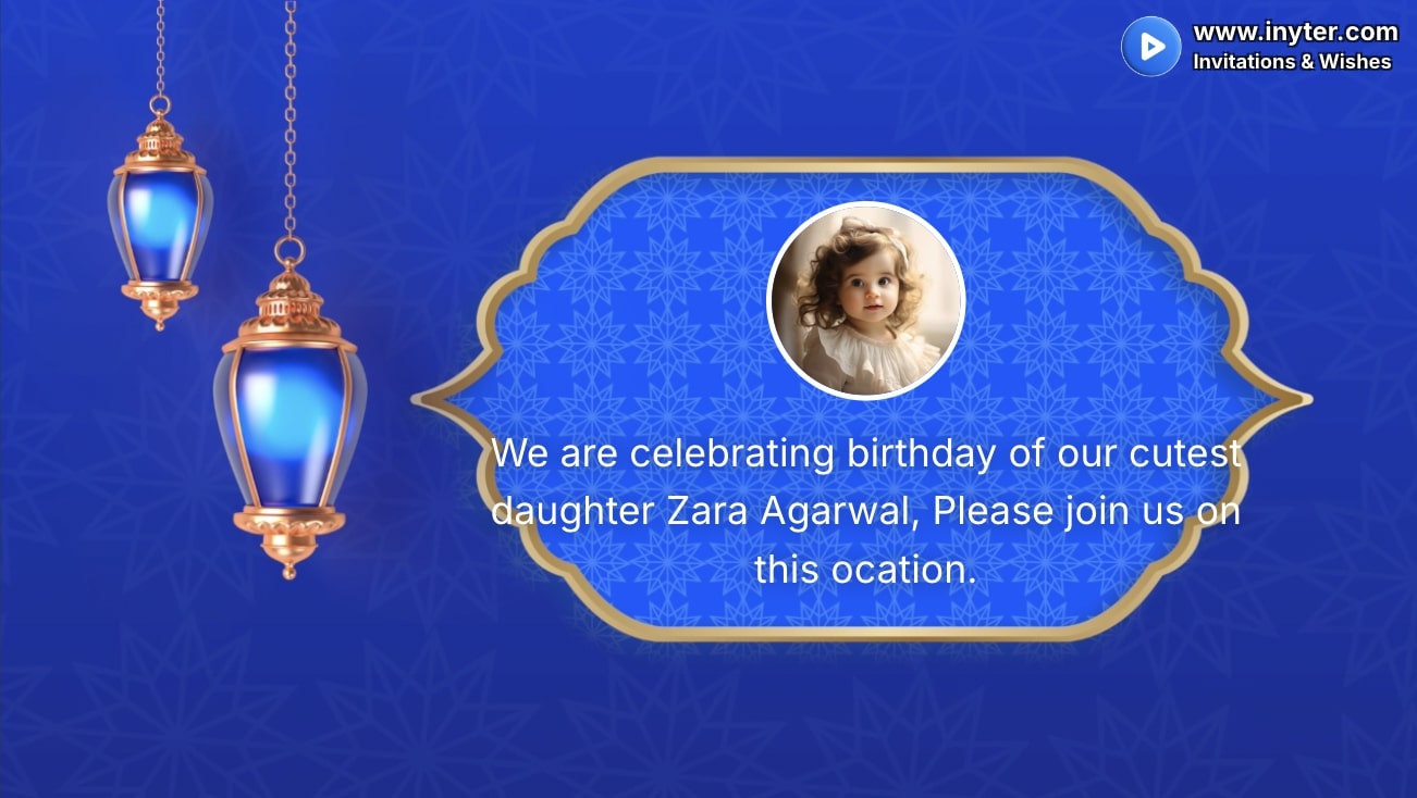 Birthday Invitation with Blue Lights Animation