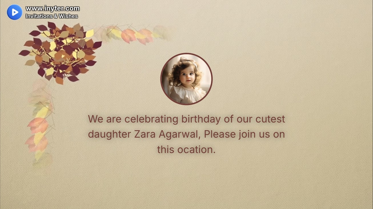 Birthday Invitation with Colorful Leaves Animation