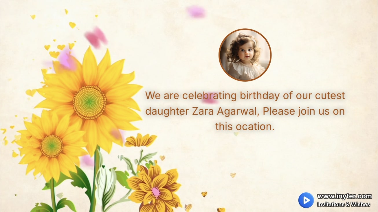 Birthday invitation with Flowers and Butterflys animation