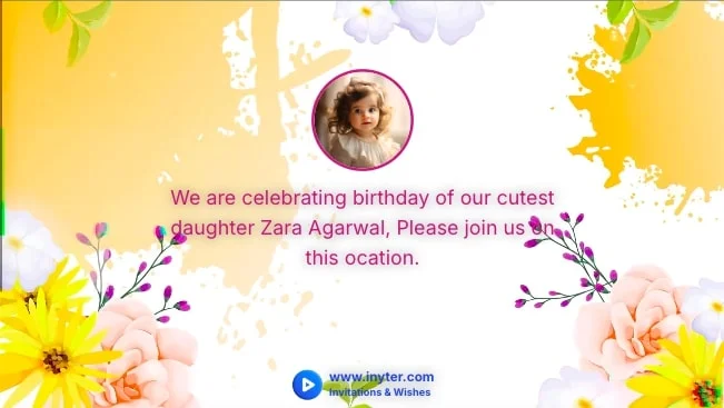 Birthday Invitation with Flowers Animation