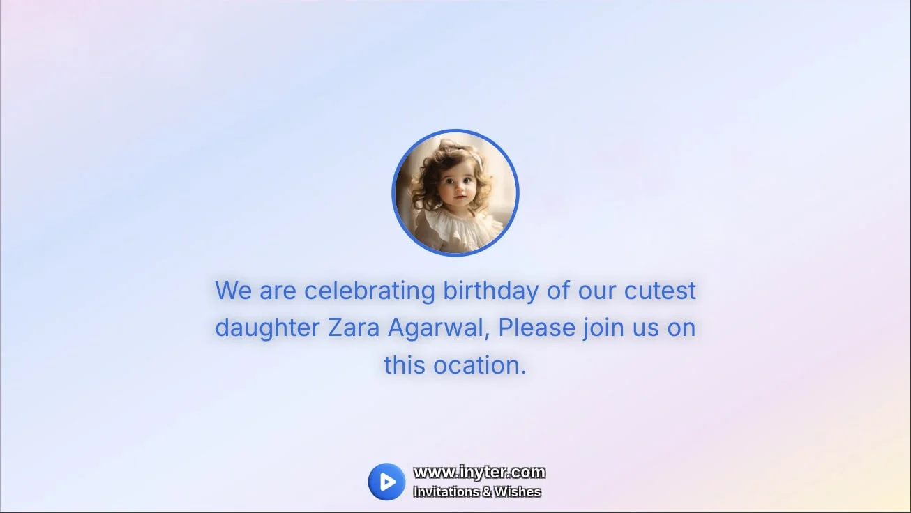 Birthday invitation with glowing hearts background animation