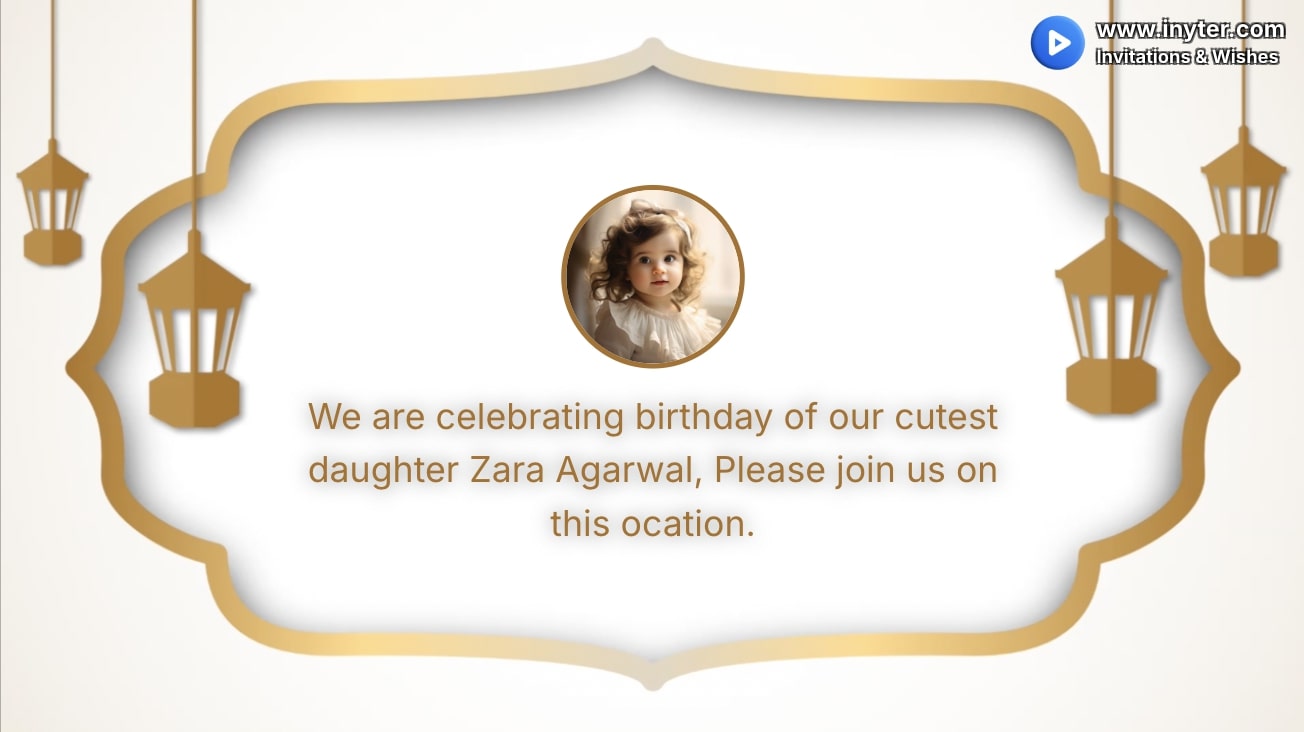 Birthday invitation with gold lights background animation