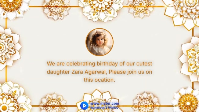 Birthday invitation with rotating flowers animation