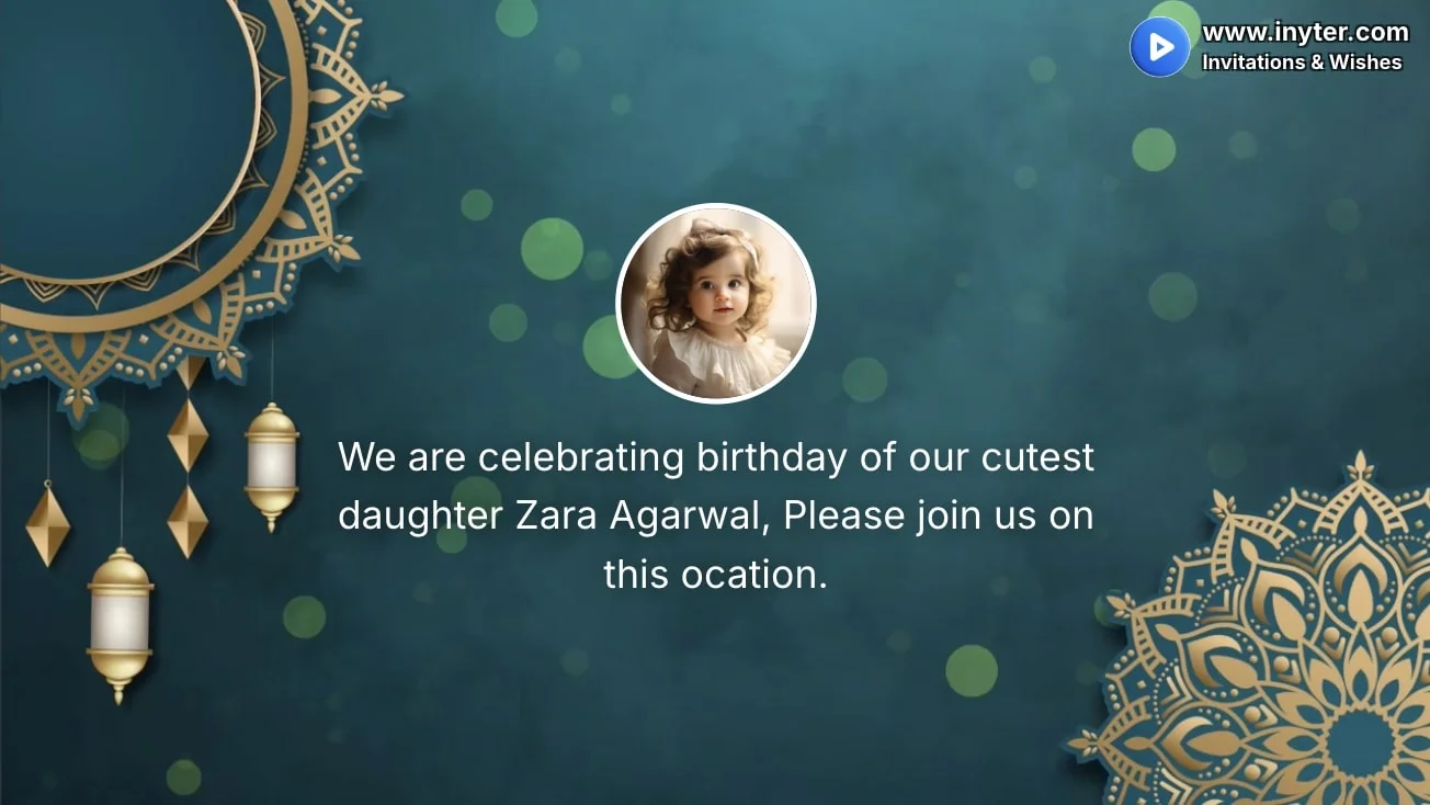 Birthday invitation with vintage green animation