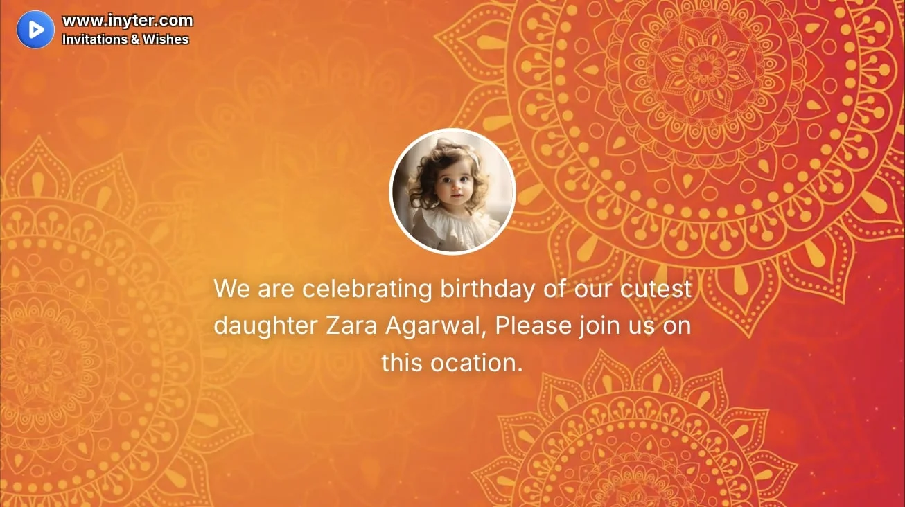 Birthday invitation with vintage orange animation