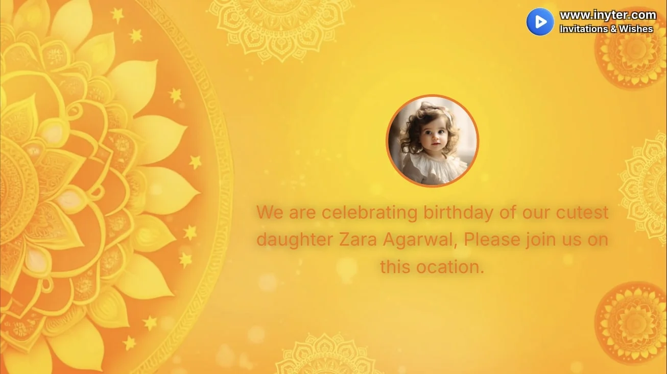 Birthday invitation with yellow abstract animation