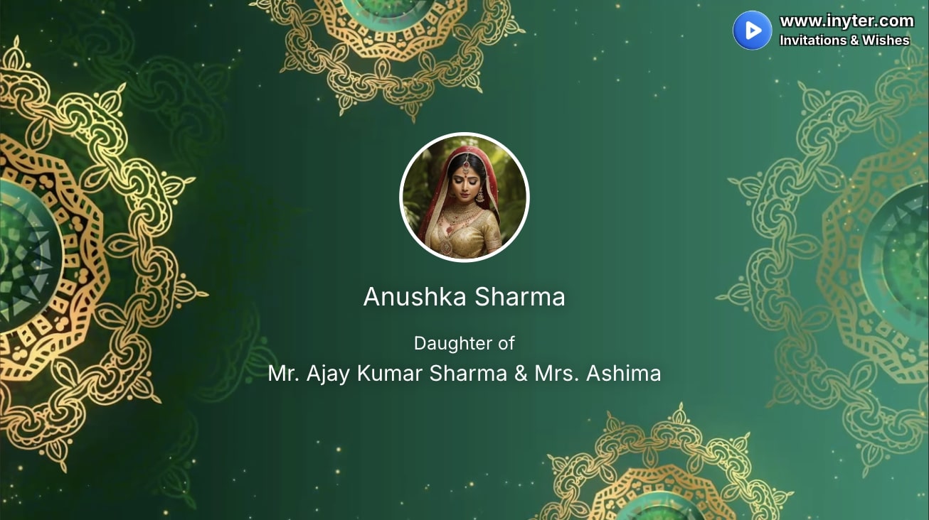 Engagement Invitation with Dark Green Abstract Animation