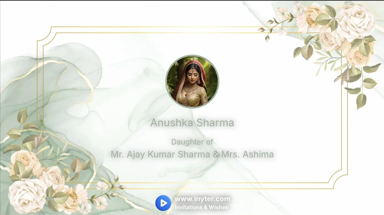 Engagement invitation with Flowers with green background animation