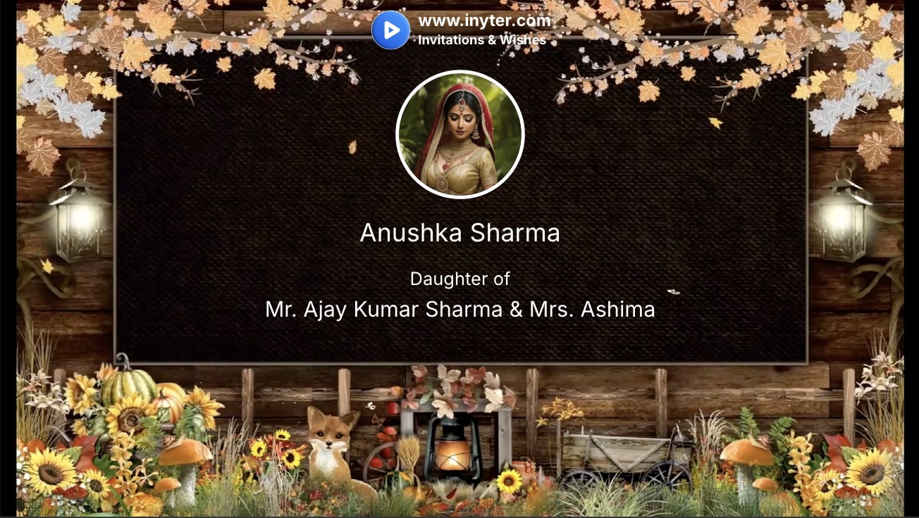 Engagement invitation with home flowers background animation