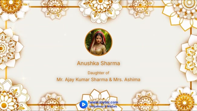 Engagement invitation with rotating flowers animation