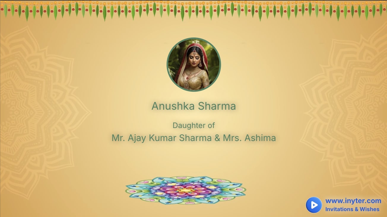 Engagement invitation with rotating rangoli animation