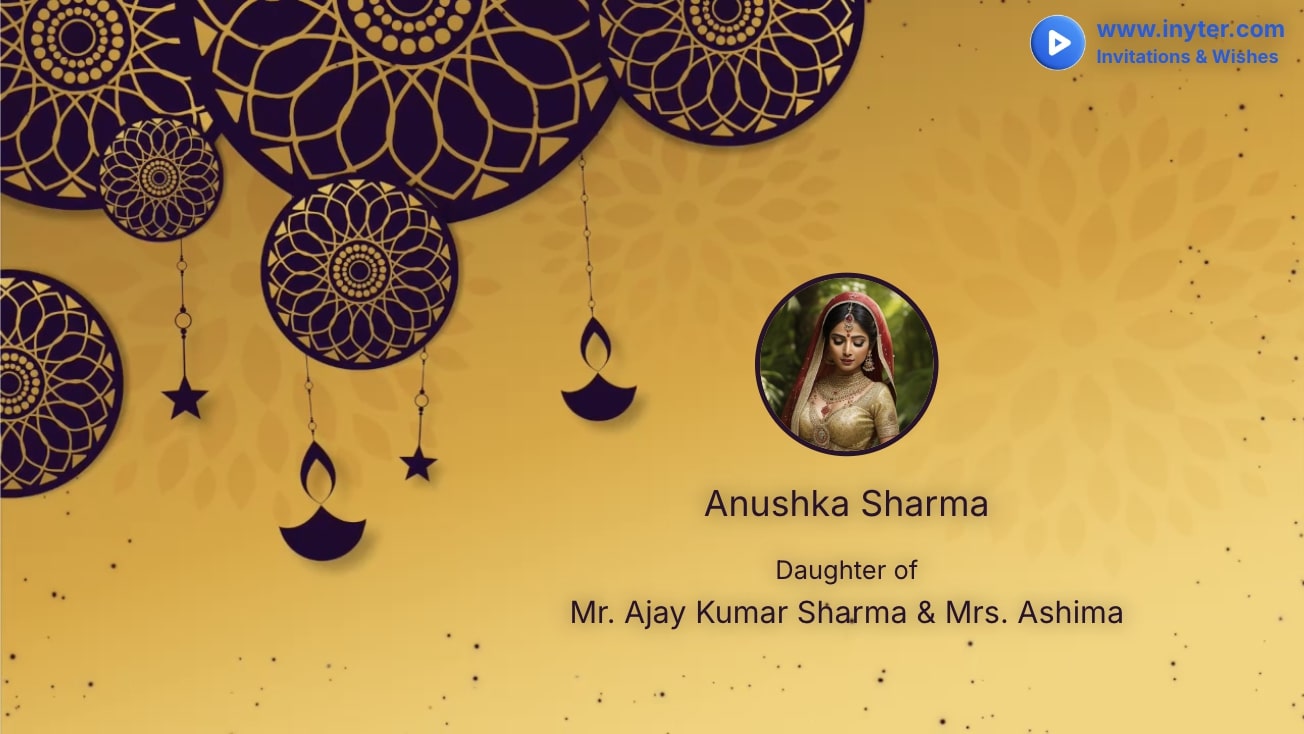 Engagement invitation with yellow star abstract animation