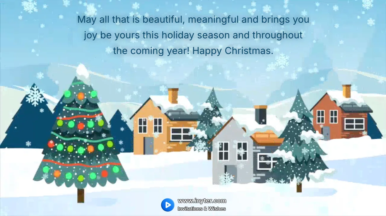 Festival Wishes for Christmas with Snowing Houses