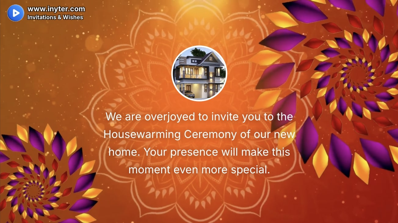 House Warming Invitation with Abstract Flowers Animation