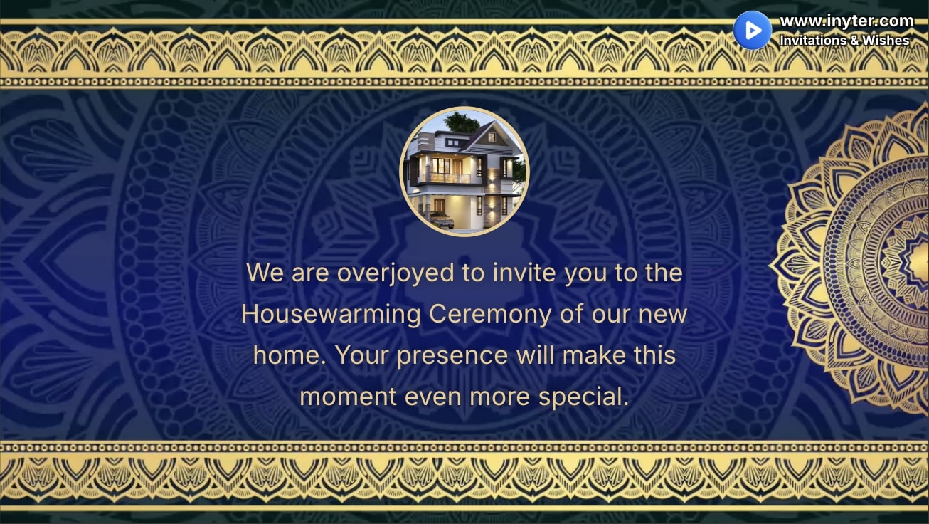 House Warming Invitation with Blue Abstract Animation