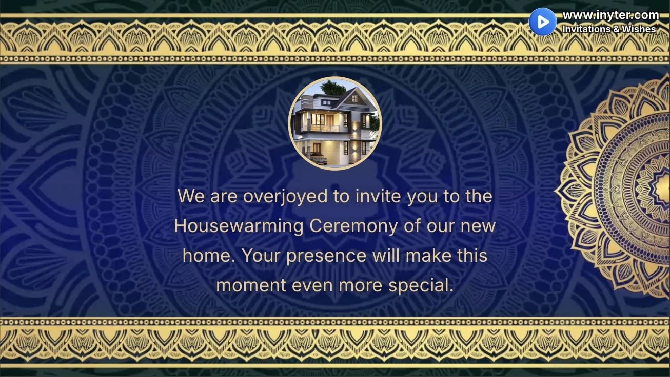 House Warming Invitation with Blue Abstract Animation