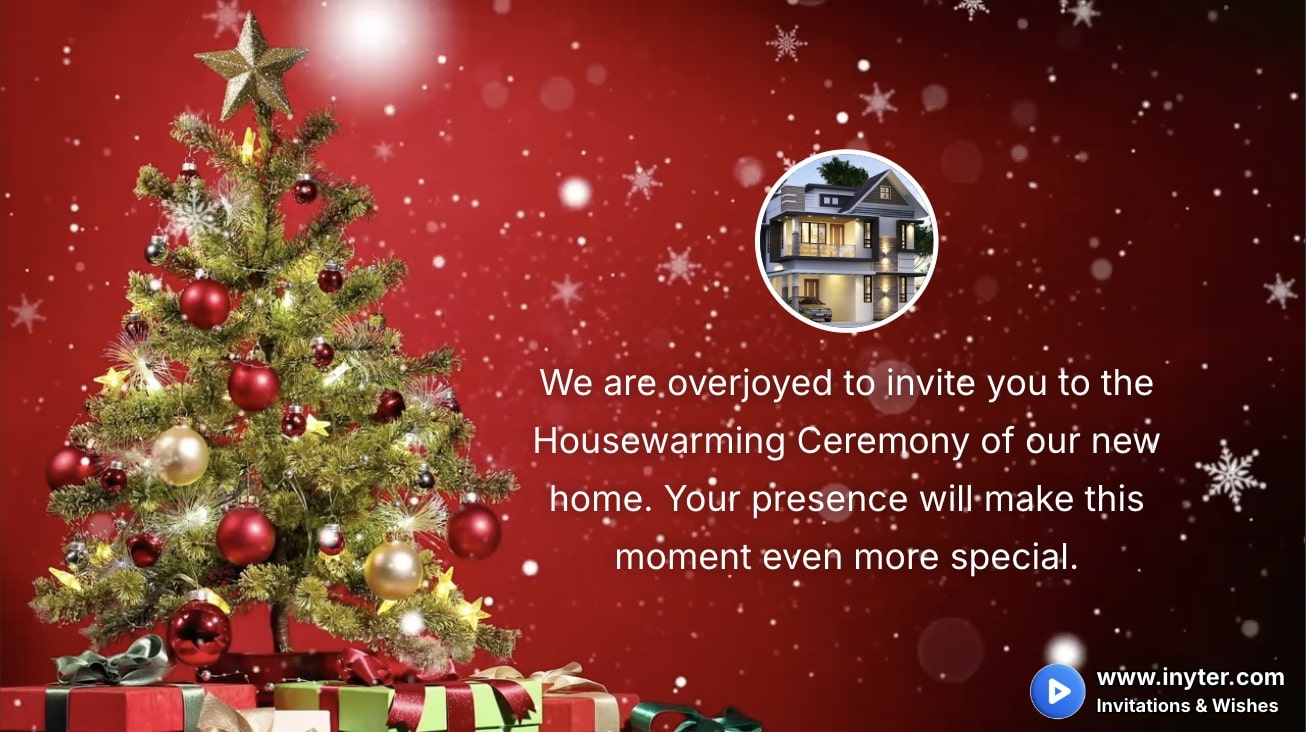 House Warming Invitation with Christmas Tree Animation