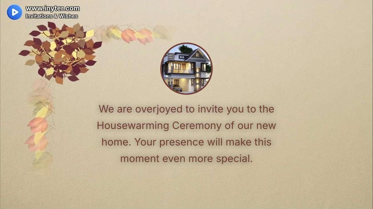 House Warming Invitation with Colorful Leaves Animation