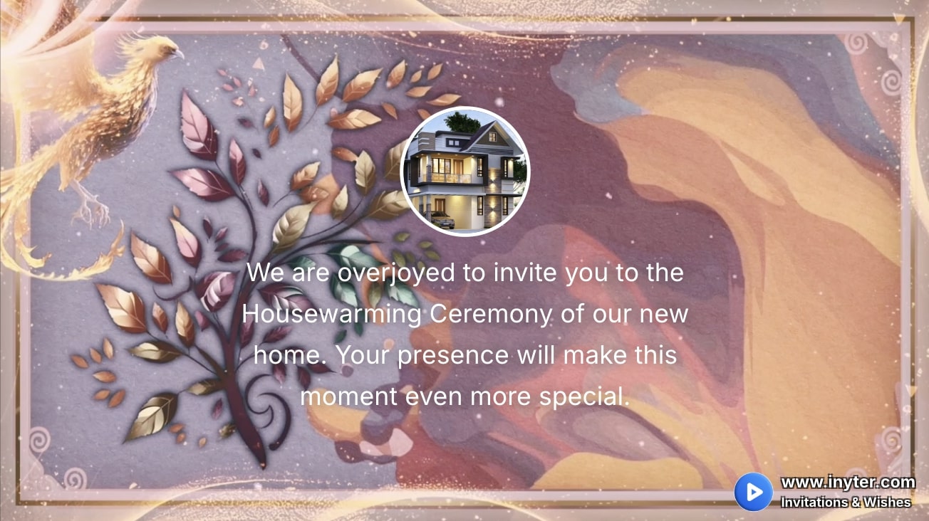 House Warming Invitation with Eagle Abstract Animation