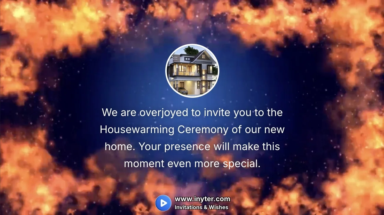 House Warming invitation with fire animation