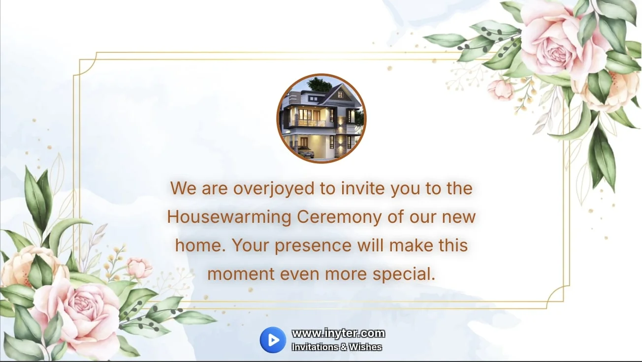 House Warming invitation with Flowers and Leaves animation