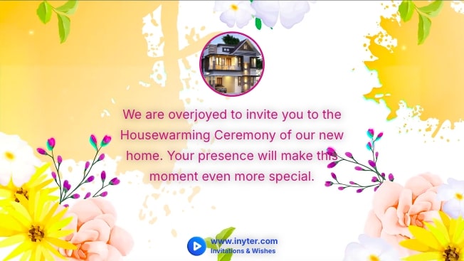 House Warming Invitation with Flowers Animation