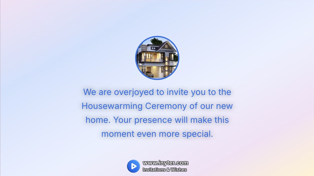 House Warming invitation with glowing hearts background animation