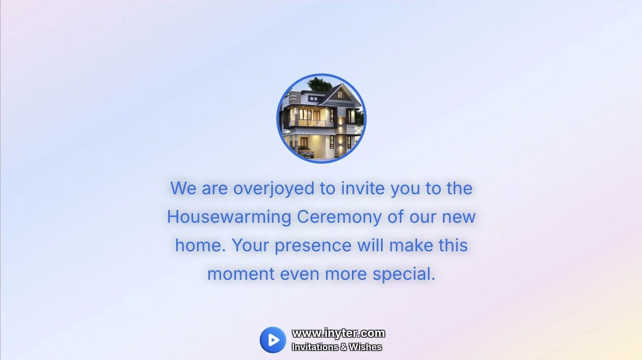 House Warming invitation with glowing hearts background animation