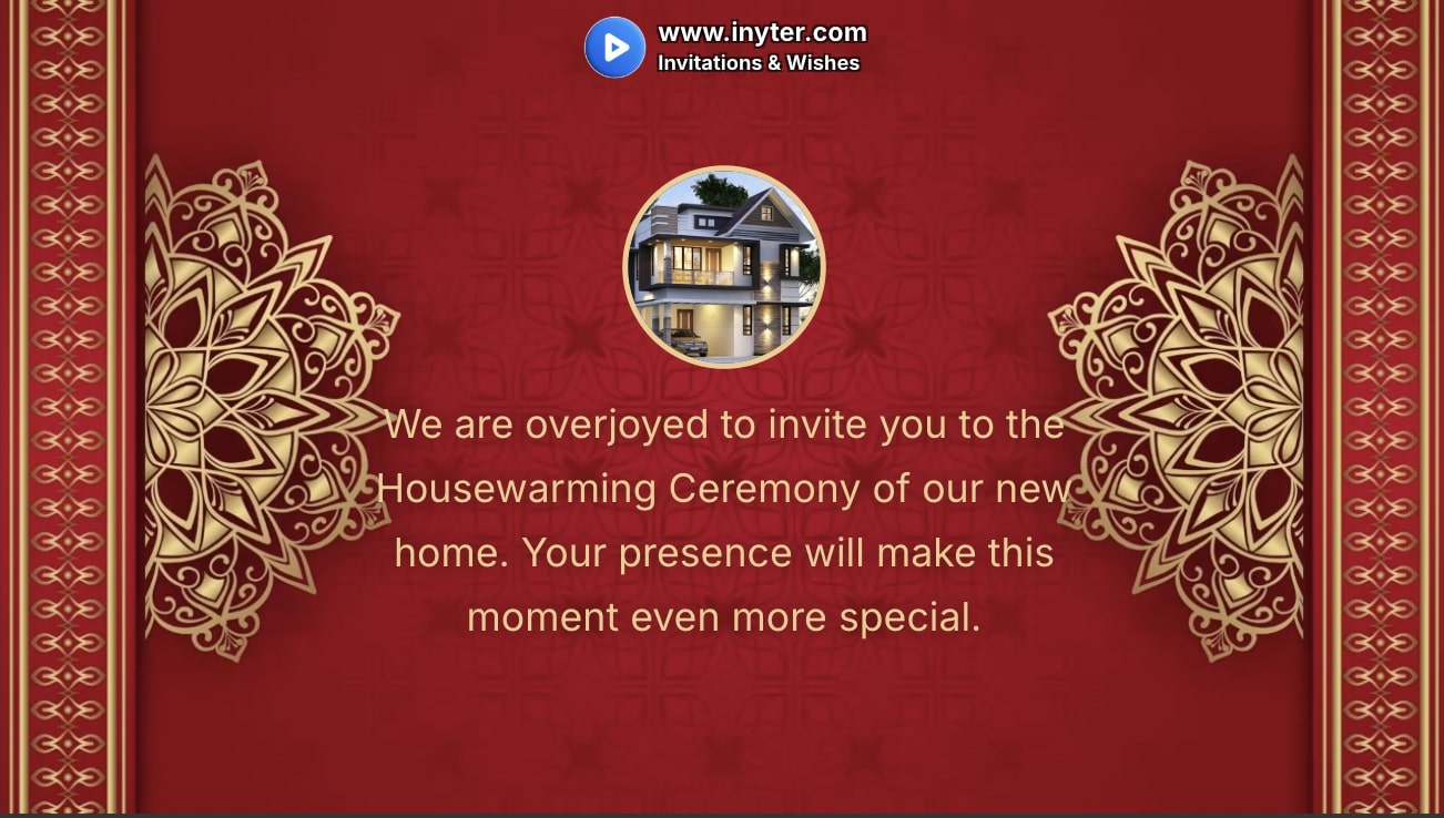 House Warming invitation with maroon abstract animation