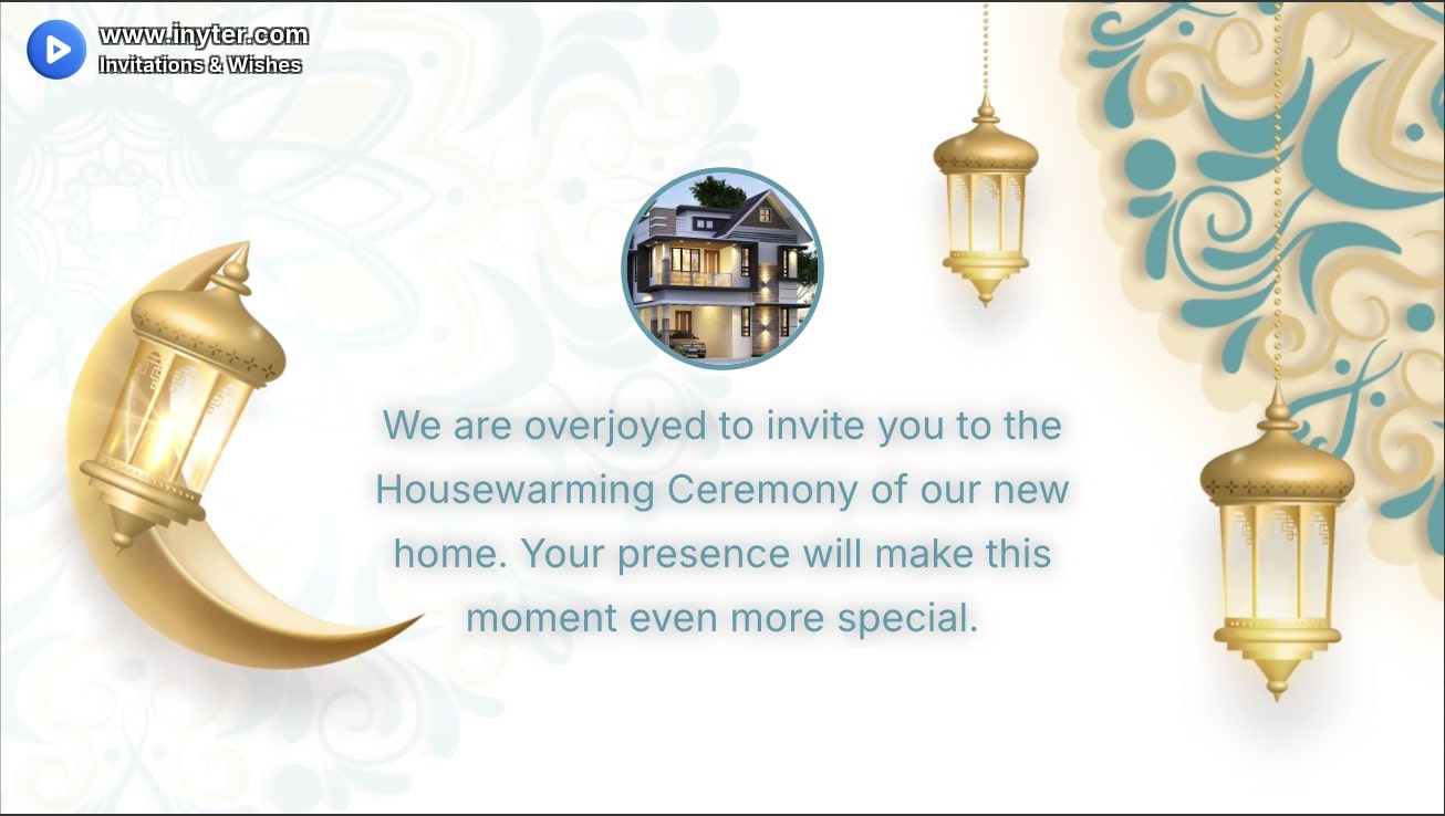 House Warming invitation with moon and lights animation