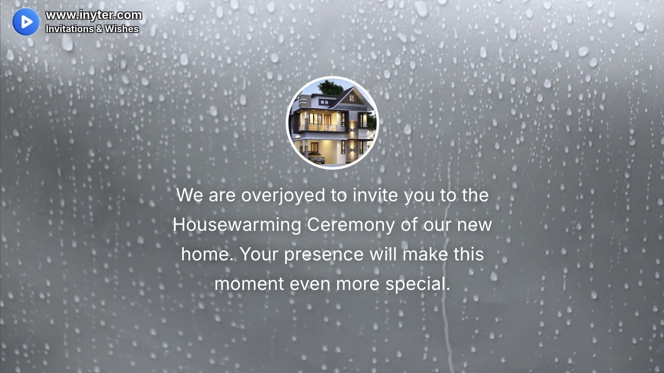 House Warming invitation with raining animation