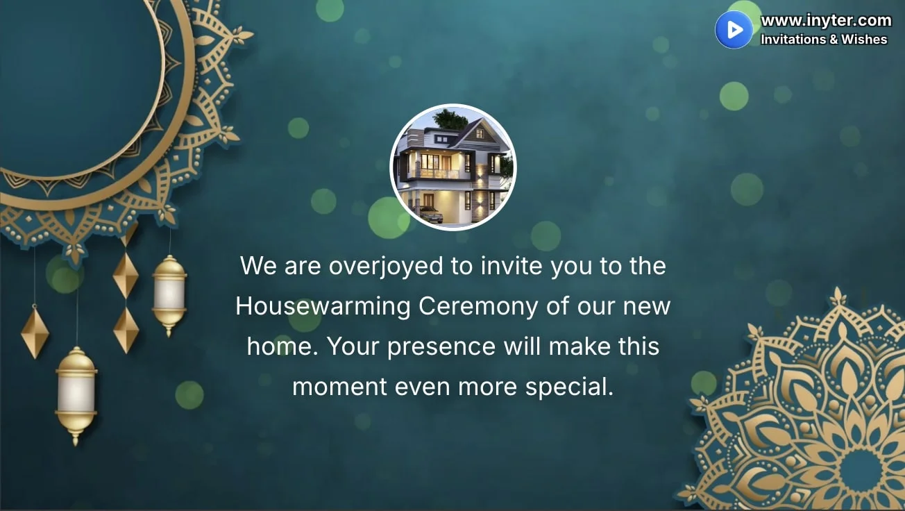 House Warming invitation with vintage green animation