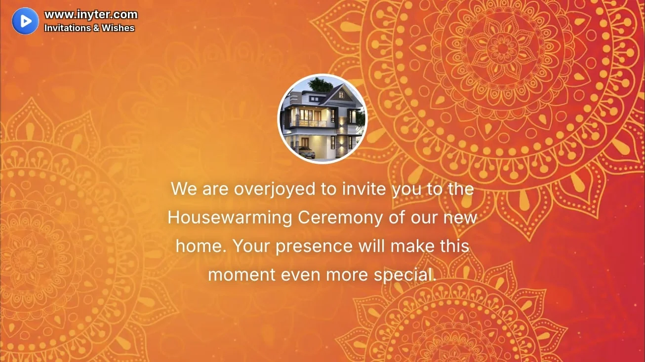 House Warming invitation with vintage orange animation