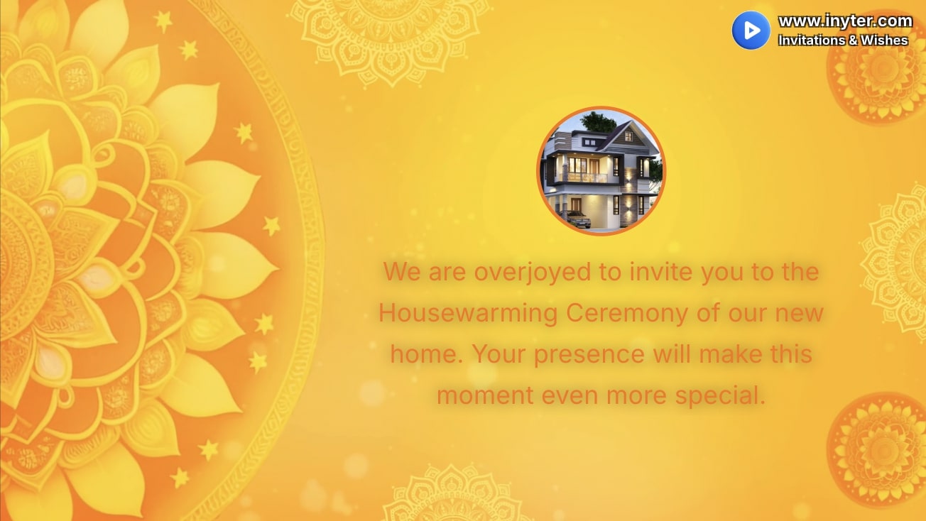 House Warming invitation with yellow abstract animation