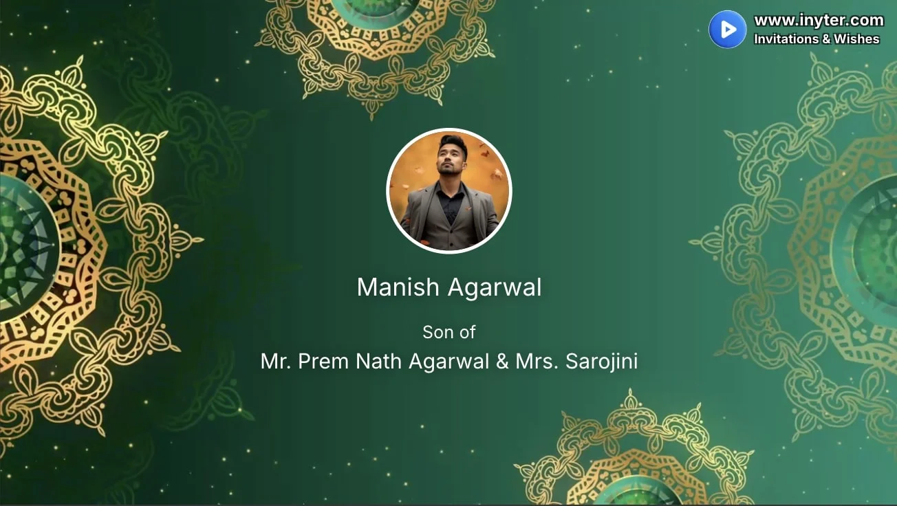 Marriage Invitation with Dark Green Abstract Animation