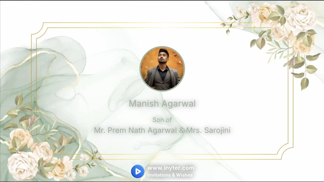 Marriage invitation with Flowers with green background animation