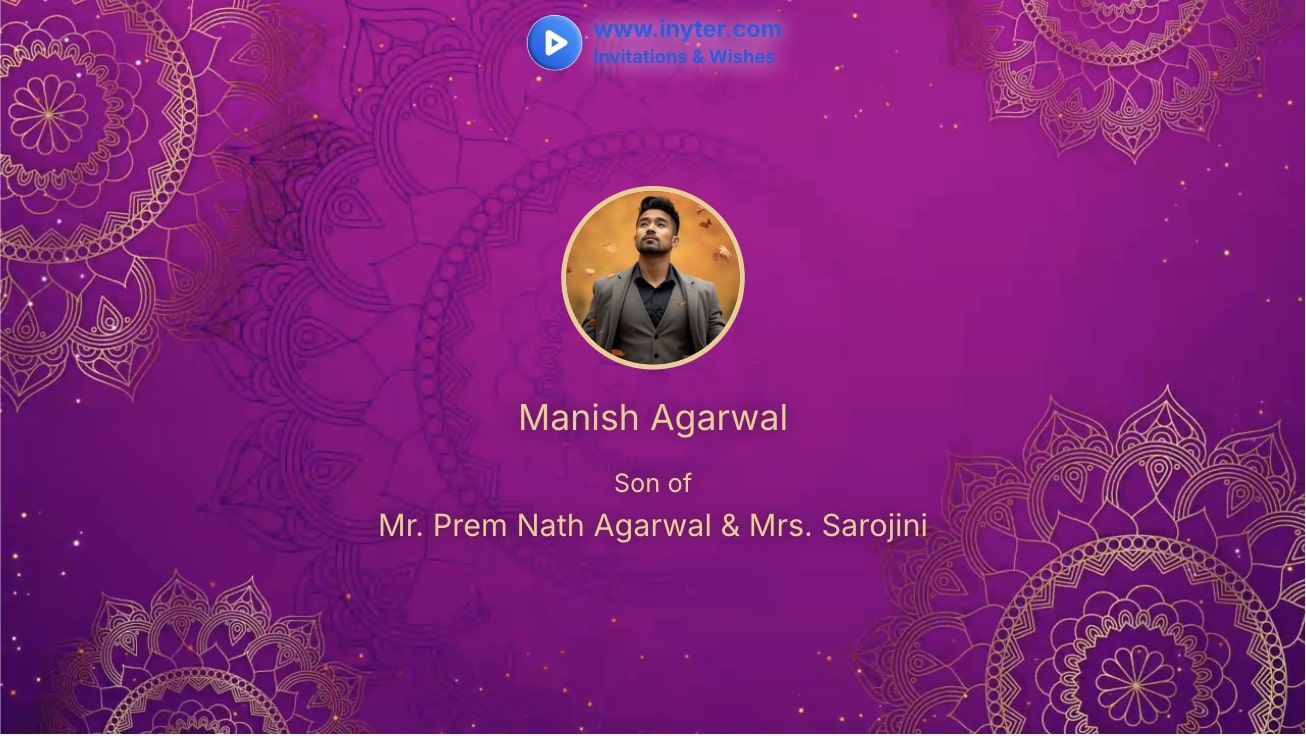 Marriage invitation with purple abstract animation