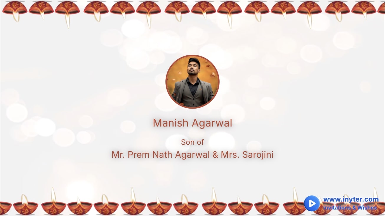 Marriage invitation with scrolling diyas animation