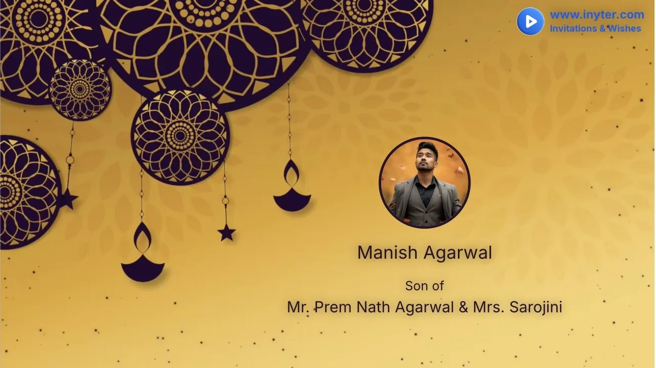 Marriage invitation with yellow star abstract animation